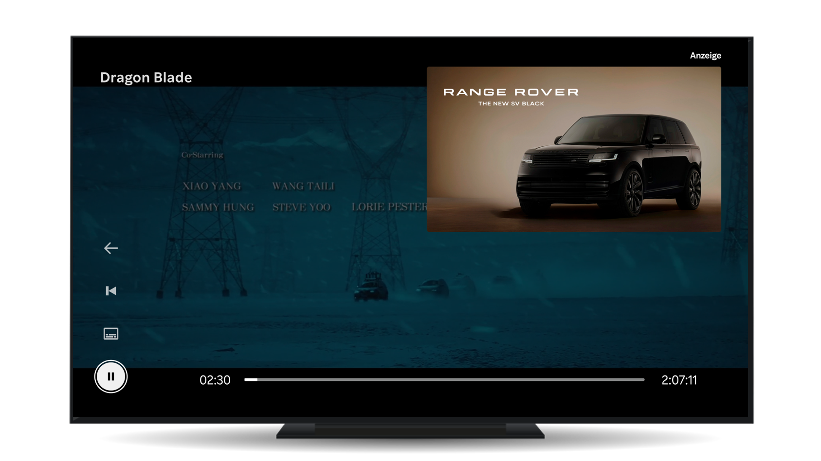 Pause ad displayed on a TV while a viewer has paused a film